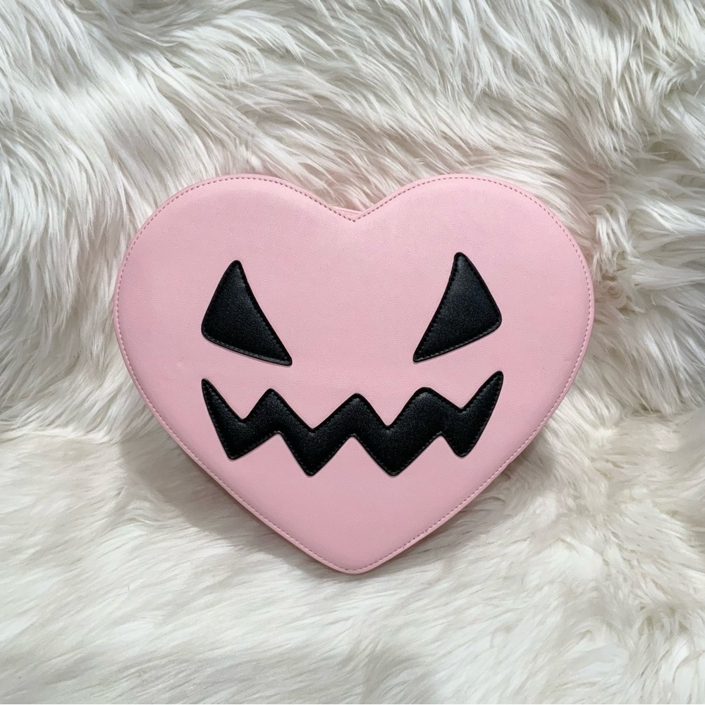 Em & Sprout Pink Jack-O-Lantern Heart Convertible Crossbody Bag and Backpack